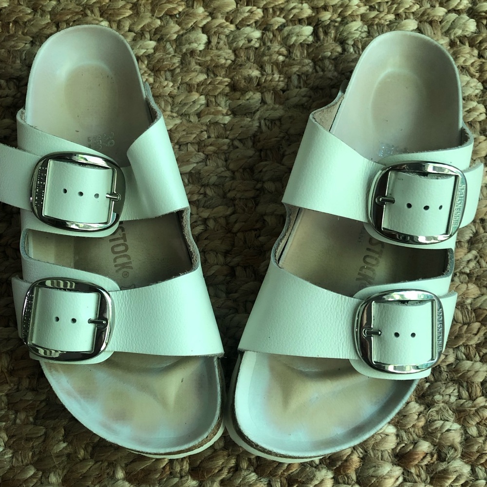 Birkenstock Arizona Big Buckle White Leather. Size 39